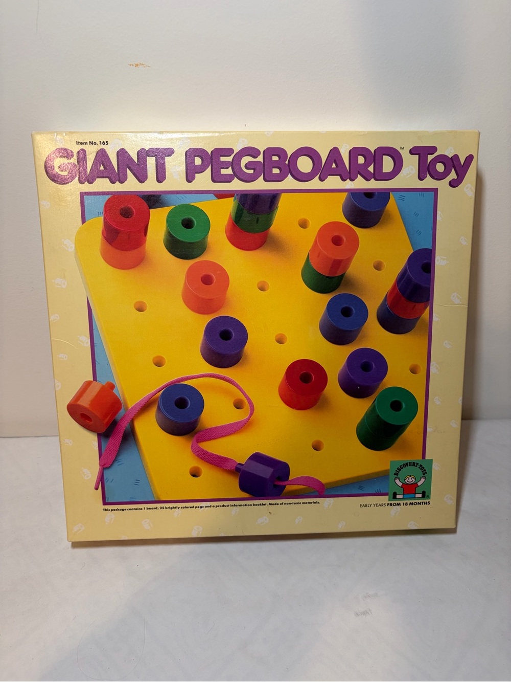 Giant Pegboard Toy - Multicolor Lacing and Stacking Activity Vintage